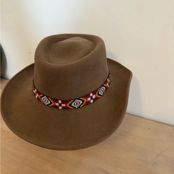 VintageBeaded Band 100% WOOL lite felt hat crushable water repellent-made in USA - Picture 4 of 9